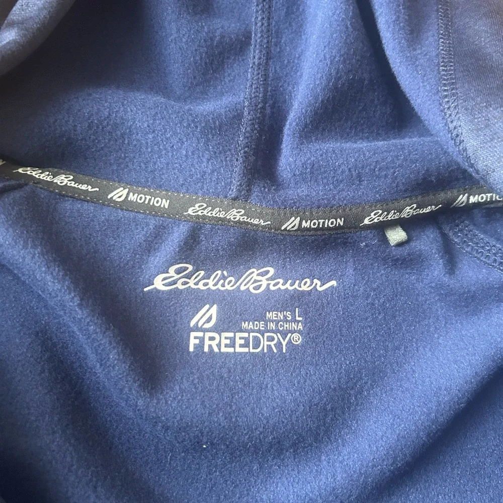 Eddie Bauer Motion FreeDry Fleece Full Zip Hoodie Navy Blue Men's Size L - Picture 3 of 5